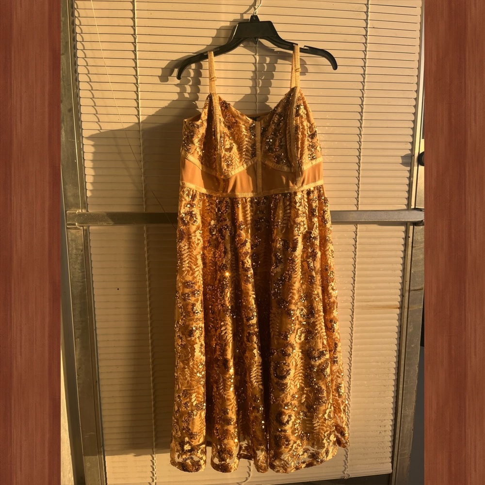 Torrid Gold Sequin Dress with Mesh Back